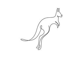 Continuous one line drawing of kangaroo. Single outline kangaroo animals graphic illustration vector