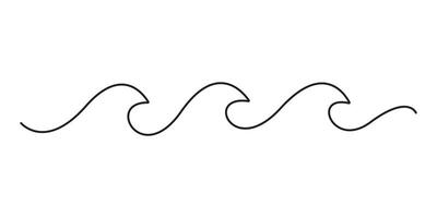 Sea wave one continuous line drawing. Continuous single line drawing ocean wave graphic illustration vector