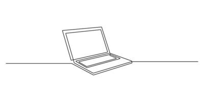 Continuous single line drawing laptop One line art style gadget. Graphic illustration vector