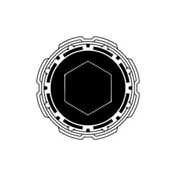 futurista tecnología botón con hexágono núcleo minimalista vector