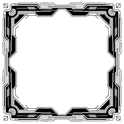 Futuristic Geometric Frame, Black White, Space For Text