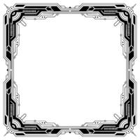 Futuristic Tech Frame Black And White Cyberpunk Border With Copy Space vector