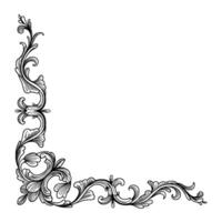 Elegant Floral Corner Black And White Baroque Scrollwork vector