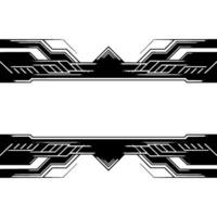 Geometric Tech Frame Template, Black And Silver, White Background vector