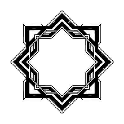 Art Deco Geometric Star Frame, Gradient Lines, Neutral Background