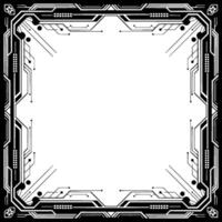Futuristic Tech Frame Black White Circuit Board vector