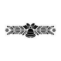 Elegant Black Christmas Border With Bell, Bow Snowflakes Minimalist vector