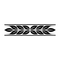Black Leaf Border Ornament On White, Elegant Element vector
