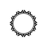 Geometric Sunburst Emblem With Blank Circle Minimalist On White vector