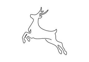 Wild deer single continuous outline illustration. Continuous one line art drawing of deer. Editable stroke. Graphic illustration vector