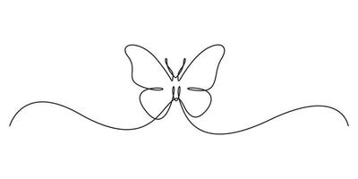 Continuous one line drawing of butterfly. Single one line drawing and simple outline butterfly graphic illustration vector
