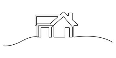 Continuous one line drawing of the home icon, House single line art graphic illustration vector