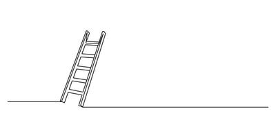 Ladder single line drawing premium illustration. Set of stepladder, steps, construction ladder one line art. One line drawing of repair, professional, hand, people, concept. Graphic illustration vector
