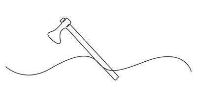 Continuous single line drawing Axe. One line art style Axe. Black thin line one line drawing. Graphic illustration vector