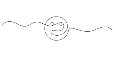 Continuous one line drawing of smile face graphic illustration vector