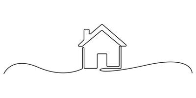 Continuous one line drawing of the home icon graphic illustration vector