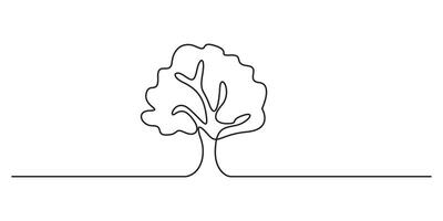 Continuous one line drawing of tree digital graphic illustration on white background vector