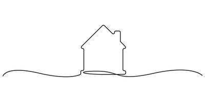 Home continuous one line icon, Heart inside house single one line drawing. Love home concept isolated on white background, Home sweet home continuous line icon, Home with heart graphic illustration vector