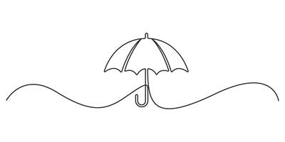 Umbrella continuous one line art graphic illustration, Continuous single line drawing of umbrella, Simple linear style, isolated on a white background digital illustration vector