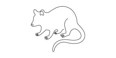 Mouse in one continuous line drawing. A continuous single line drawing of a mouse graphic design illustration. Cute small mouse rodent black linear style graphic art illustration vector