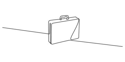 Minimalist illustration of a business briefcase drawn in one continuous line. Single line art style business briefcase. Doodle graphic illustration vector
