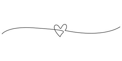 Heart. Abstract love symbol. Continuous single one line art drawing graphic illustration vector
