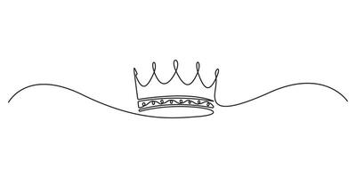 The crown in one continuous line drawing isolated on a white background graphic illustration vector