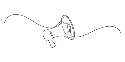 Megaphone continuous one line icon, Single line drawing representing a megaphone for announcing or protesting. Loudspeaker continuous one line art style. Megaphone icon. Graphic illustration vector