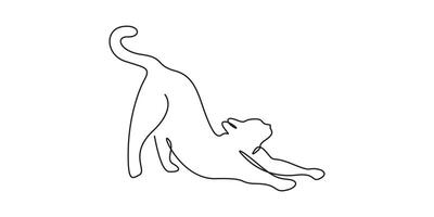 Silhouette of abstract cat in one continuous line drawing. Isolated on white background graphic illustration vector