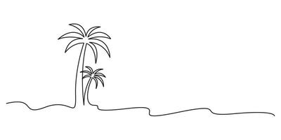 One continuous line art style palm tree graphic illustration vector
