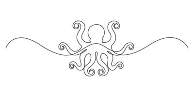 Octopus in one continuous line drawing graphic illustration vector