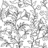 Coloring book. Seamless pattern of abstract fantasy flowers in folk style. Doodle style illustration vector