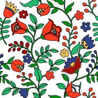 Seamless pattern of abstract fantasy flowers in folk style. Doodle style vector