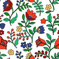 Seamless pattern of abstract fantasy flowers in folk style. Illustration in doodle style vector