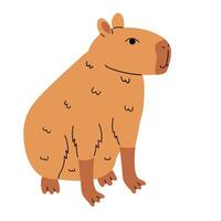 Isolated cute capybara in flat cartoon style with soft colors. vector