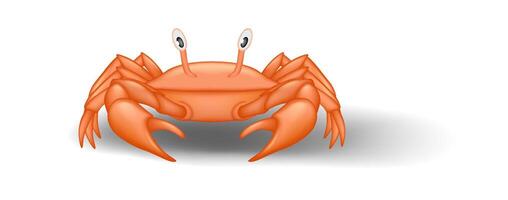 Cheerful cartoon crab with vibrant orange color against white background. Perfect for marinethemed designs. styling for playful and creative projects. vector