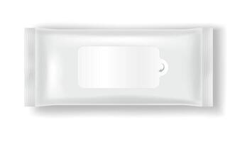 Realistic 3D rendering of white plastic packaging for wipes. The design features a clean look with a resealable lid. Ideal for hygiene or cosmetic products. vector
