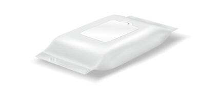 Minimalistic 3D rendering of a white wet wipes package. Clean and simple design on a white background. Ideal for branding and product mockups. vector