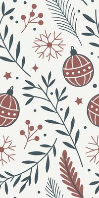 Christmas ornaments, snowflakes, stars and branches on a white background, seamless pattern, festive, holiday season, decorative, elegant, minimalist