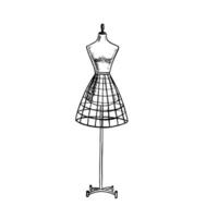 The tailor s mannequin. graphics, black and white hand-drawn illustration. Highlight it on a white background. An element of your design for banners, posters and websites, advertisements, etc. vector