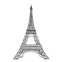 Eiffel tower. graphics, black and white hand-drawn illustration. Isolate on a white background. Sights of France. For flyers, banners and postcards, invitations, posters and stickers and prints vector