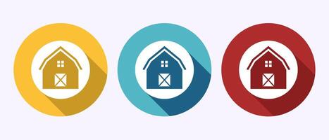 Farming barn icon design, Agriculture barn sign symbol in shadow button design vector