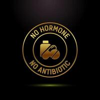 Antibiotic free icon design, No antibiotic badge in gold color style vector