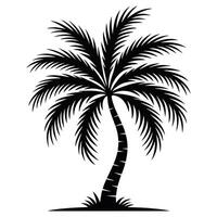 Flat Color Tropical Palm Tree Art Design. vector