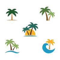 Tropical Palm Tree Set in Flat Design. vector