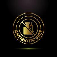 Antibiotic free icon design, No antibiotic label in gold color style vector