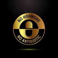 Antibiotic free icon, No antibiotic label badge in gold color style vector