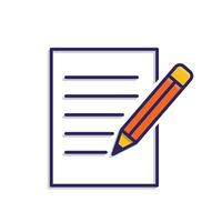 education icon. writing. book or paper with pencil writing. smart, learning, clever. Mixed design style vector
