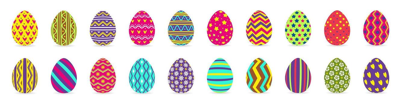 Eggs collection different pattern colorful vector