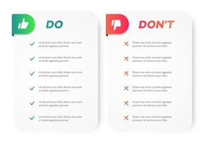 Do and dont infographic template for design project vector